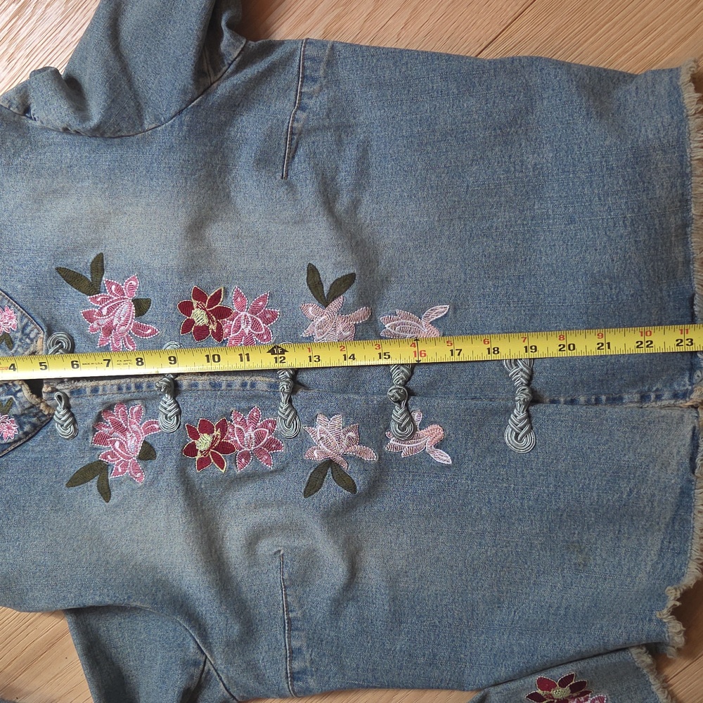 INC International Concepts Vi ntage Floral Embroidered Jean Jacket - Picture 6 of 7